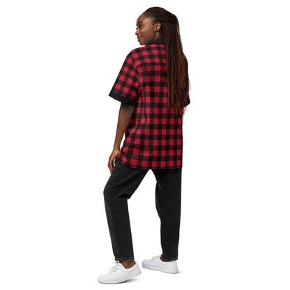 Red Plaid Unisex button shirt$38.95
