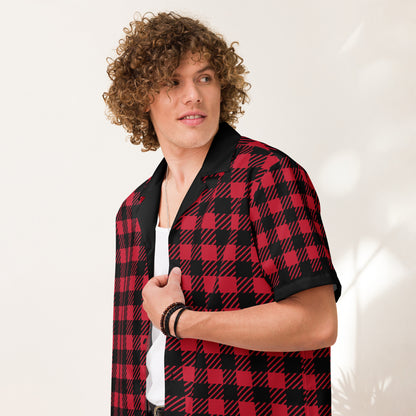 Red Plaid Unisex button shirt$38.95