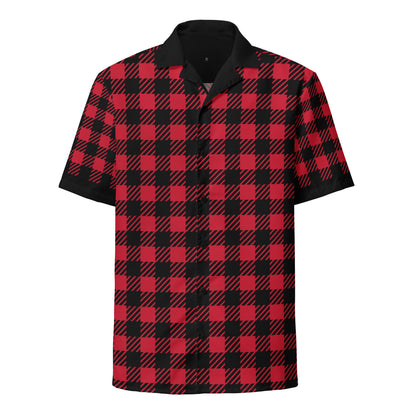 Red Plaid Unisex button shirt$38.95