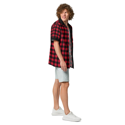 Red Plaid Unisex button shirt$38.95