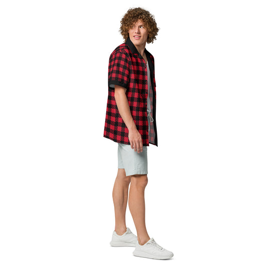 Red Plaid Unisex button shirt$38.95
