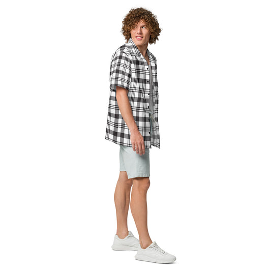 Grey Plaid Unisex button shirt$39.45