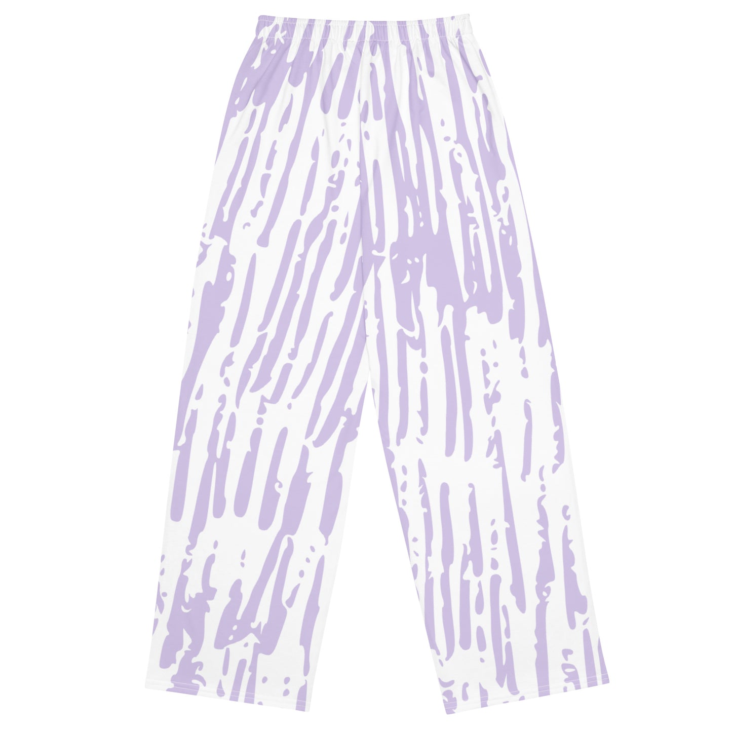 Pink/White All-over print unisex wide-leg pants