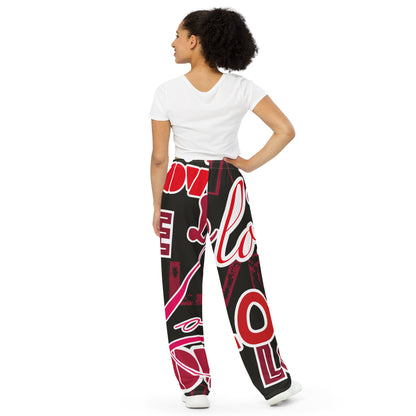 LOVE All-over print unisex wide-leg pants