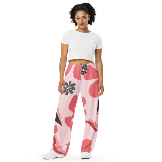 Tro-pink All-over print unisex wide-leg pants