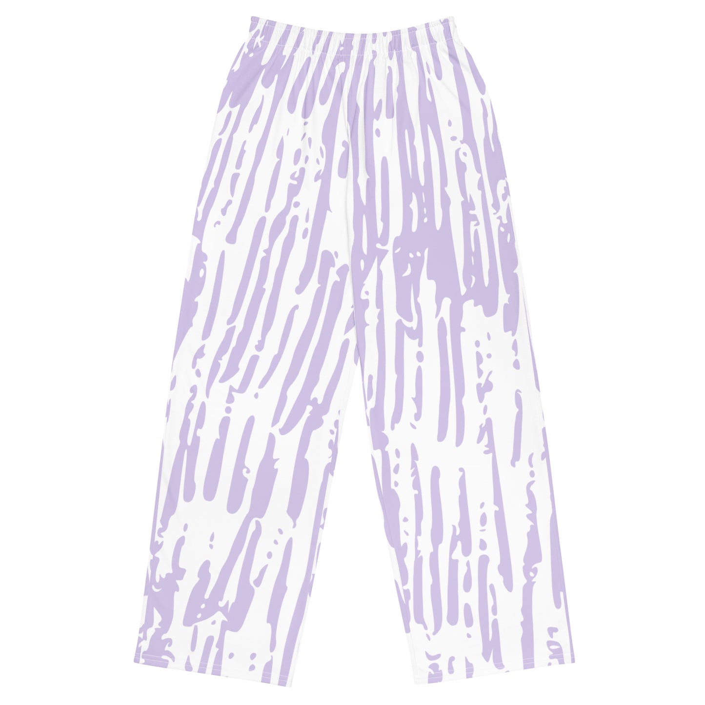 Pink/White All-over print unisex wide-leg pants
