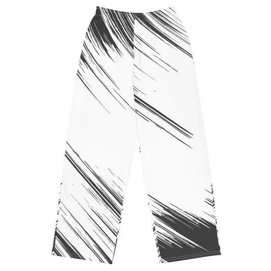 Black-&-White All-over print unisex wide-leg pants