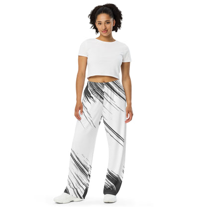 Black-&-White All-over print unisex wide-leg pants