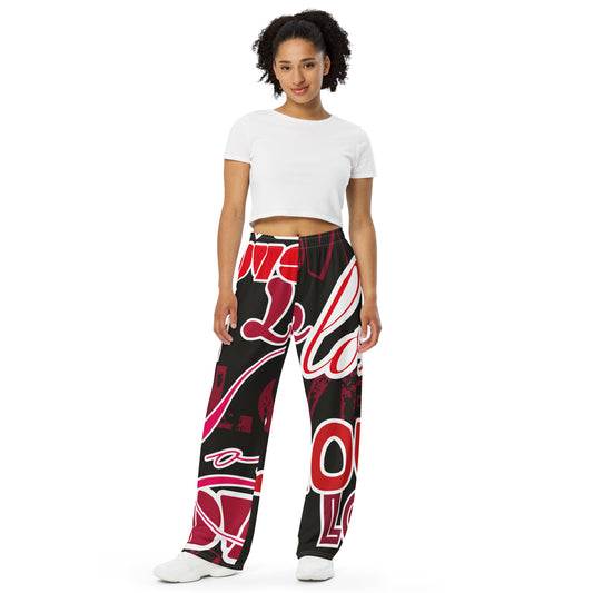 LOVE All-over print unisex wide-leg pants