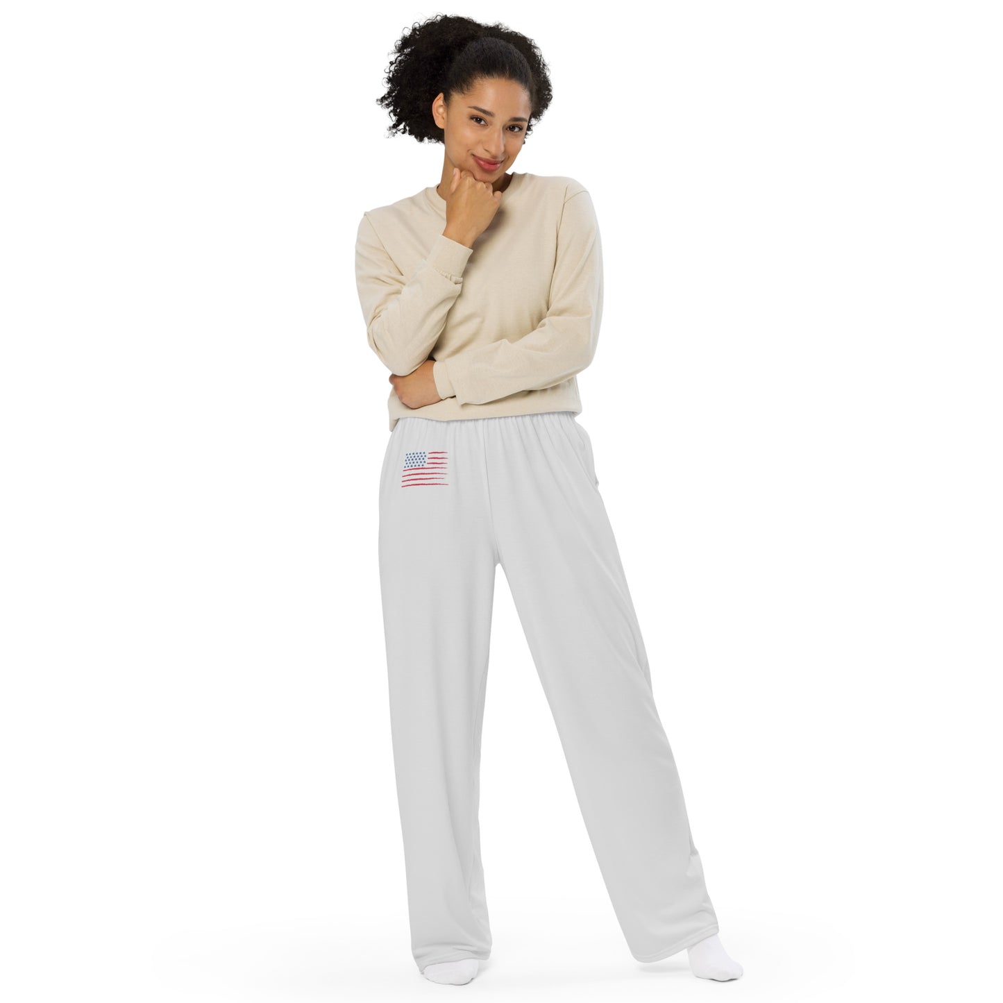 U.S.A All-over print unisex wide-leg pants