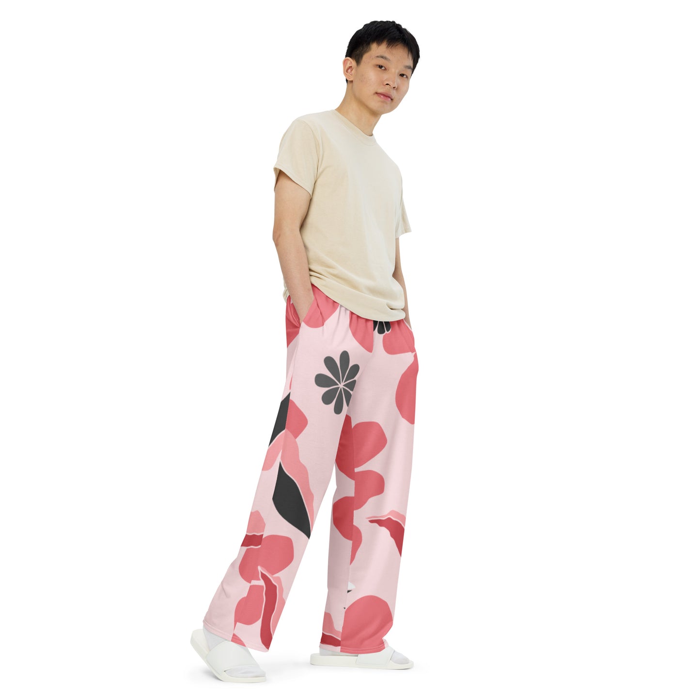 Tro-pink All-over print unisex wide-leg pants