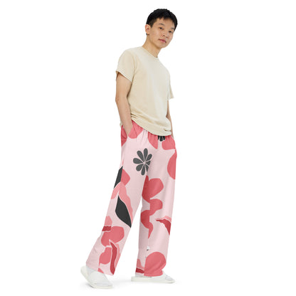 Tro-pink All-over print unisex wide-leg pants