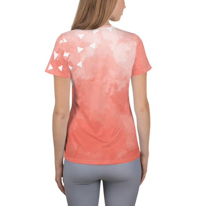 Pink-Tie-Dye Tri All-Over Print Women's Athletic T-shirt