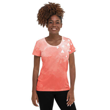 Pink-Tie-Dye Tri All-Over Print Women's Athletic T-shirt