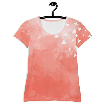 Pink-Tie-Dye Tri All-Over Print Women's Athletic T-shirt