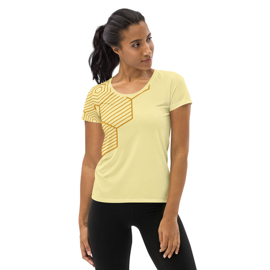 Honey-Comb All-Over Print Women's Athletic T-shirt