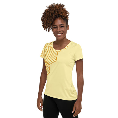 Honey-Comb All-Over Print Women's Athletic T-shirt