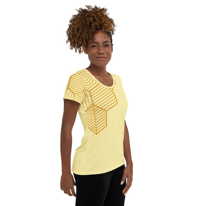 Honey-Comb All-Over Print Women's Athletic T-shirt