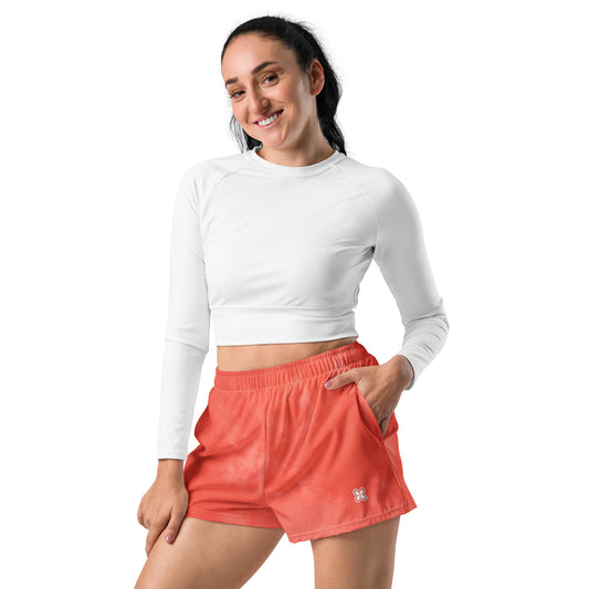 Pink-Tie-Dye Women’s Recycled Athletic Shorts