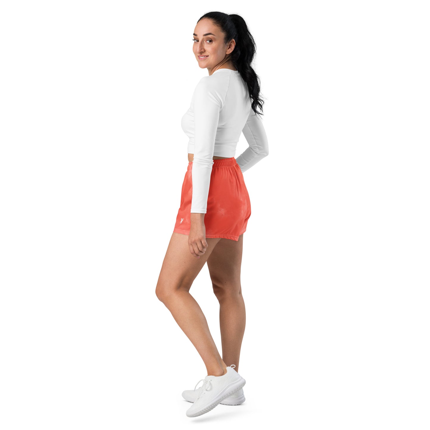 Pink-Tie-Dye Women’s Recycled Athletic Shorts
