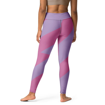 Pink-Stripped Yoga Leggings