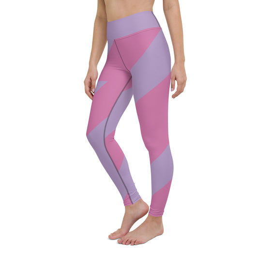 Pink-Stripped Yoga Leggings