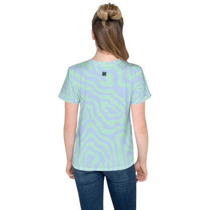 Blue-Green Sway Youth crew neck t-shirt