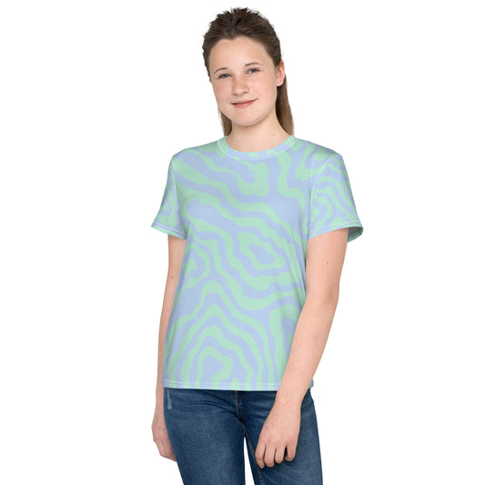 Blue-Green Sway Youth crew neck t-shirt