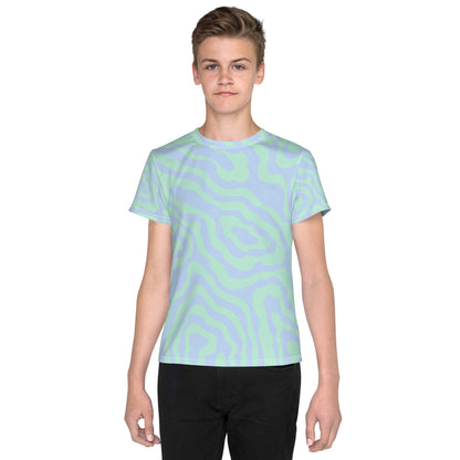 Blue-Green Sway Youth crew neck t-shirt