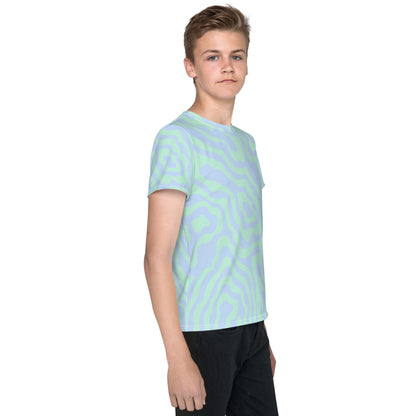 Blue-Green Sway Youth crew neck t-shirt