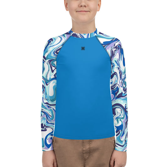 Marble-Blue Teens Rash Guard