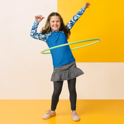Marble-Blue Teens Rash Guard