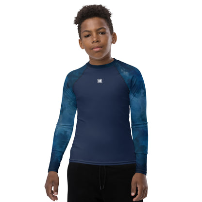 Dark-Tie-Blue Teen Rash Guard