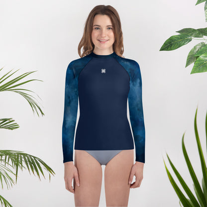 Dark-Tie-Blue Teen Rash Guard