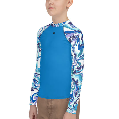 Marble-Blue Teens Rash Guard