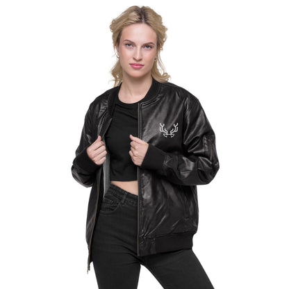 Deer Leather Bomber Jacket