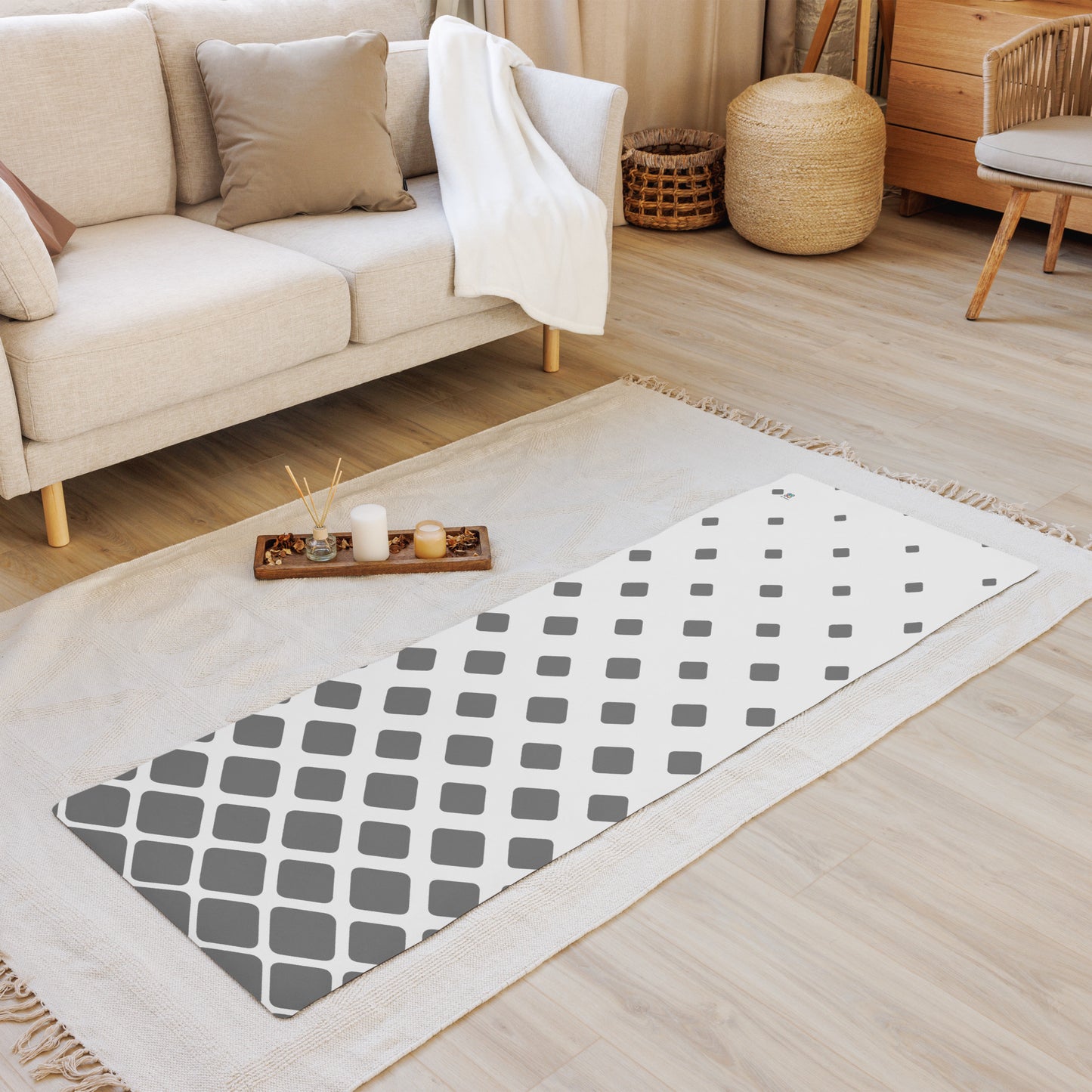 Grey-White Diamond Gradient Yoga mat